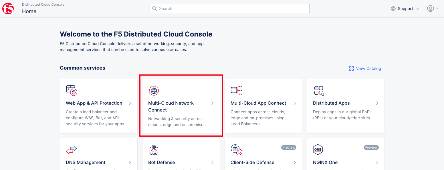Figure: Select Service on the Home Page