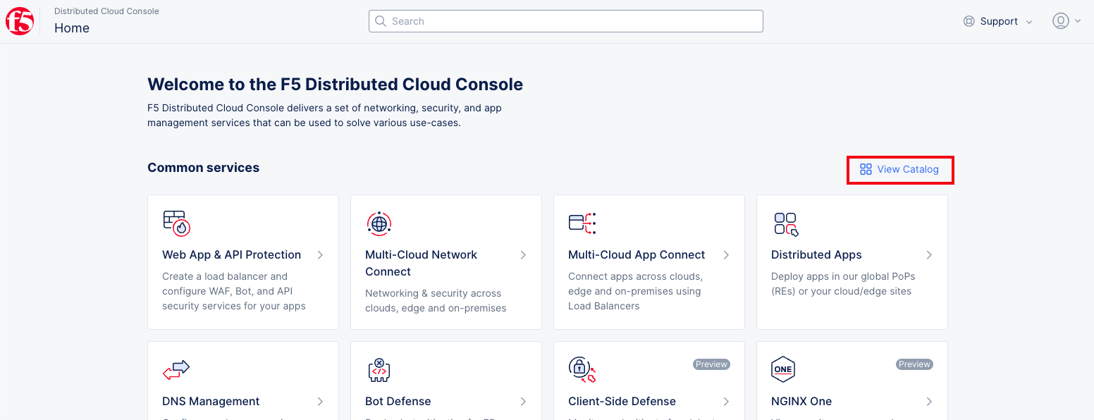 Figure: View the Catalog from the Home Page