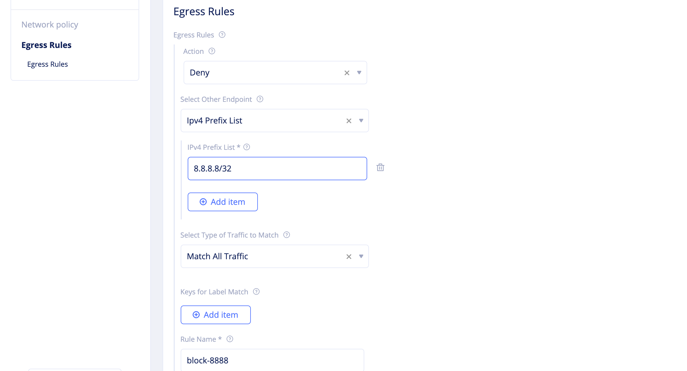 Figure: Network Policy Egress Rule