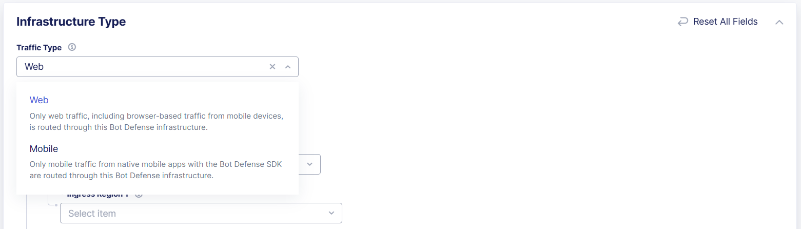 Figure: Select the Traffic Type