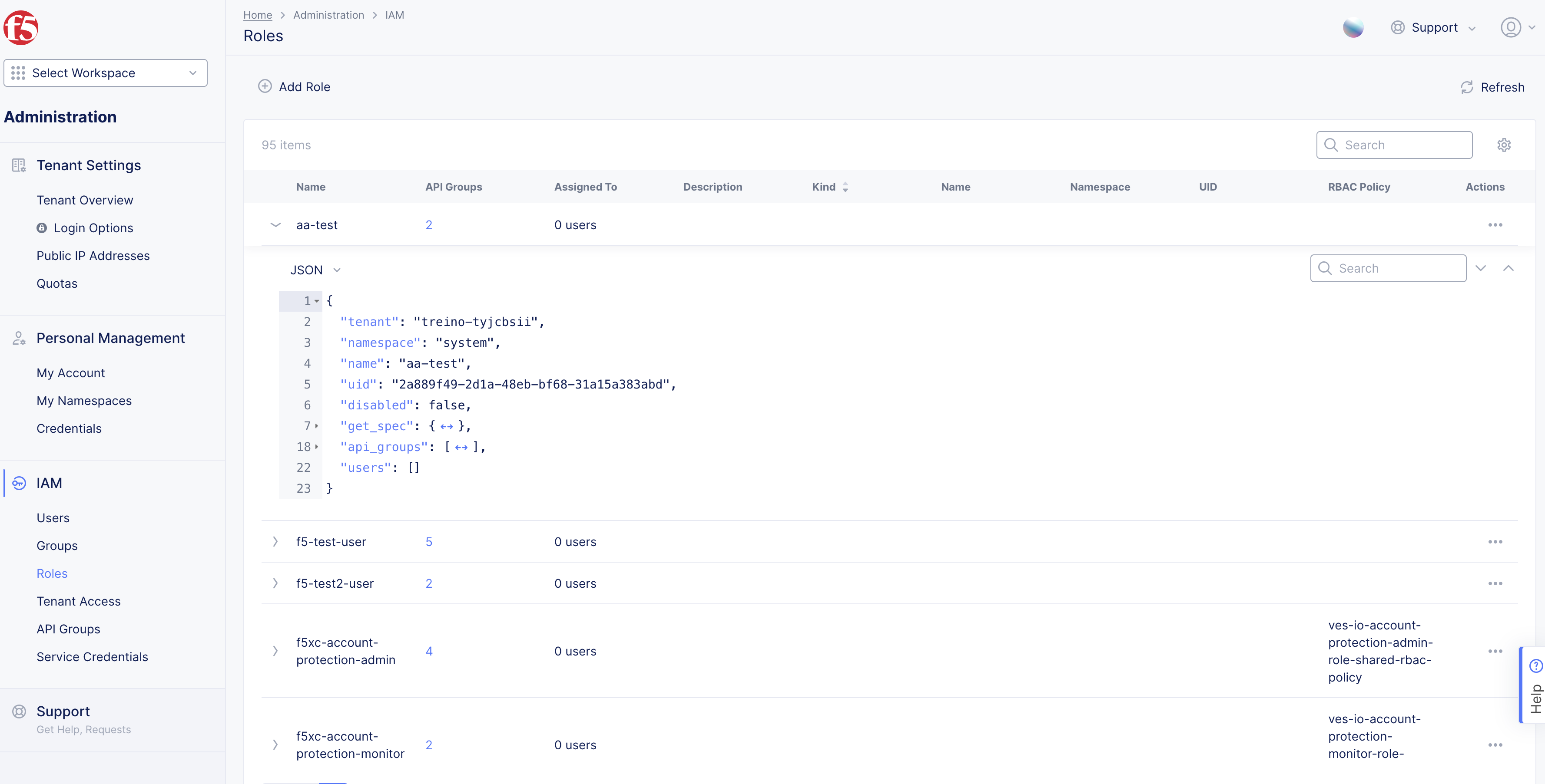 Figure: In-built RBAC Policy Rules