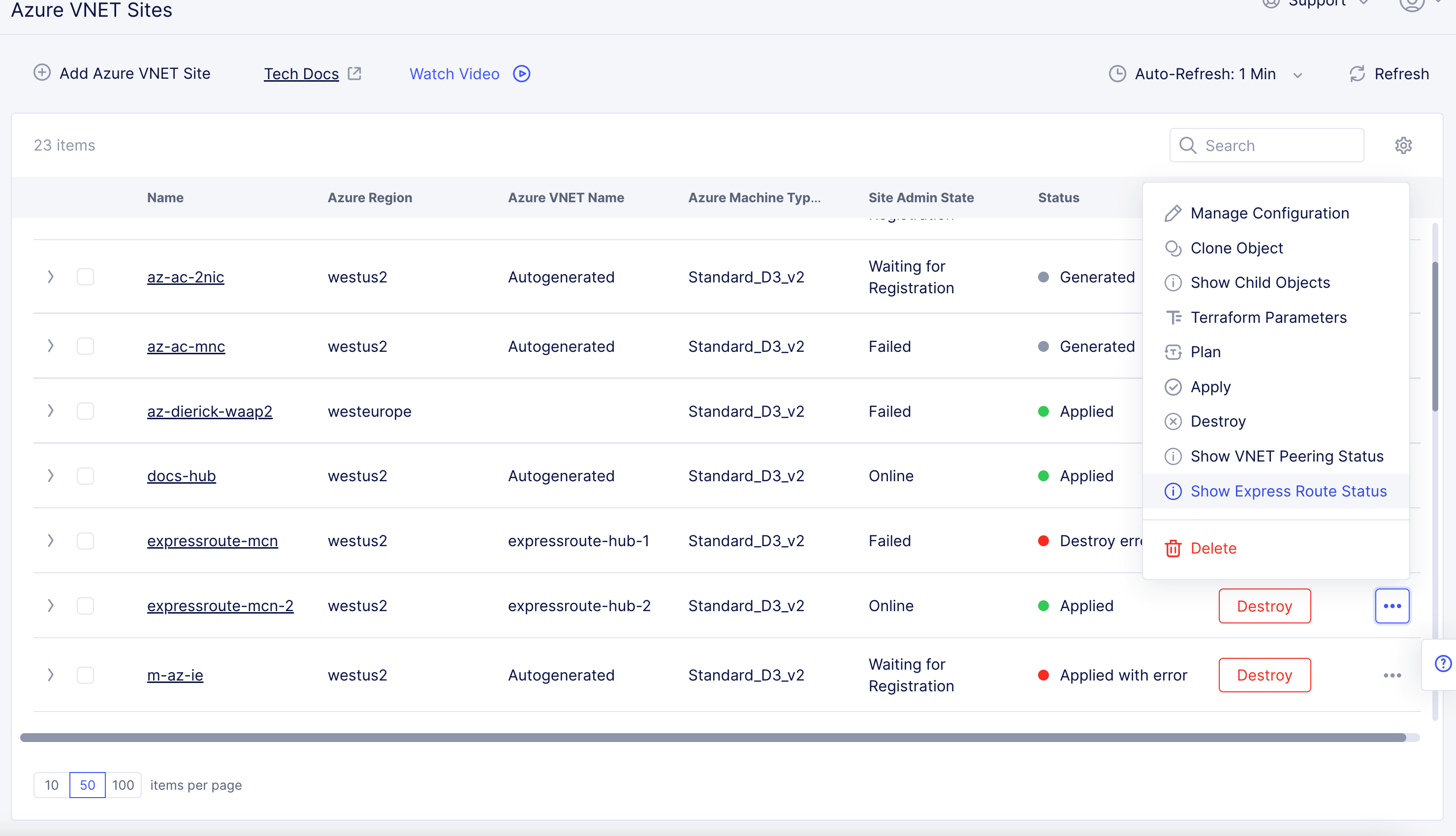 Figure: View ExpressRoute Status