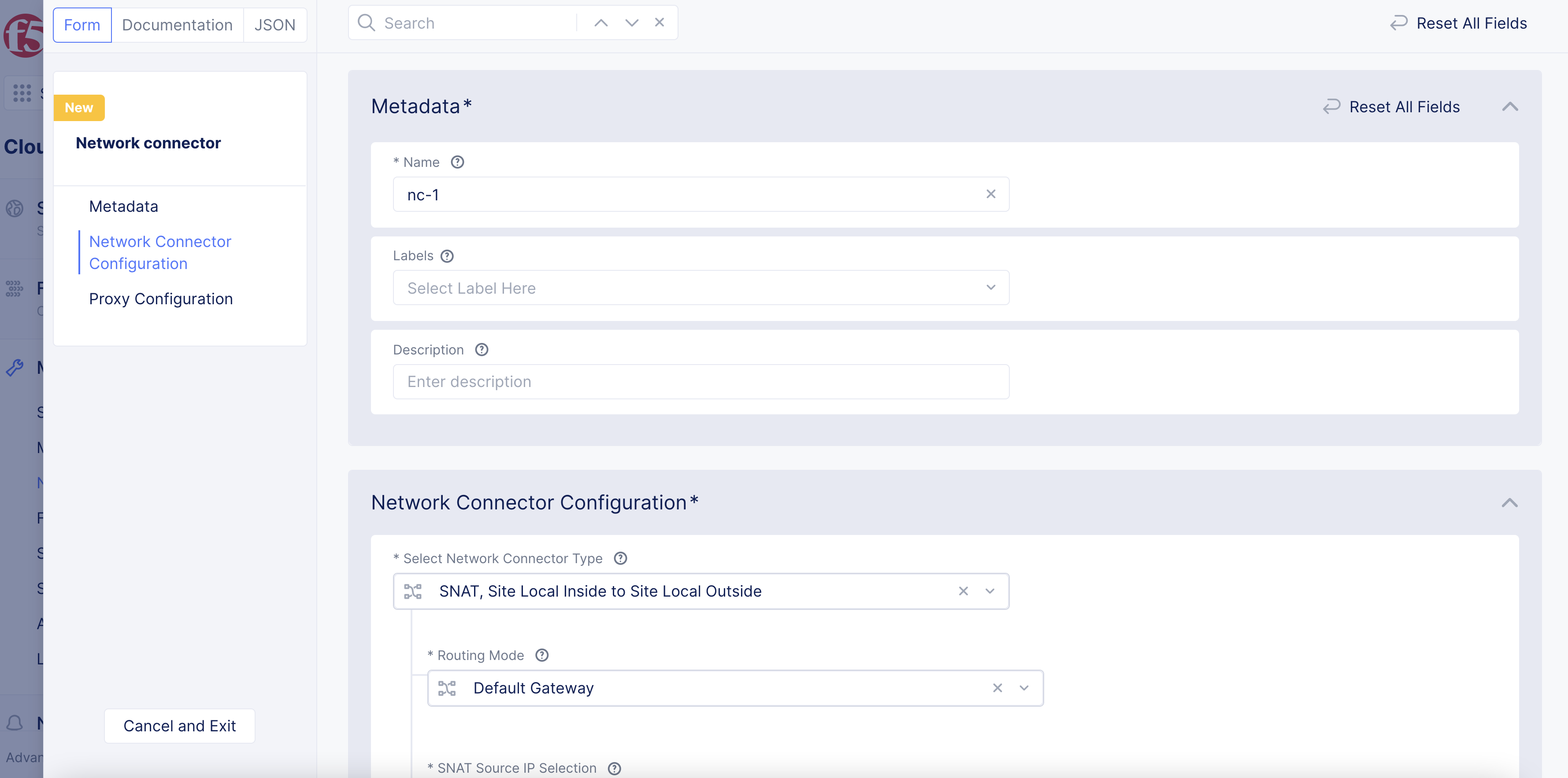 Figure: Network Connector Configuration