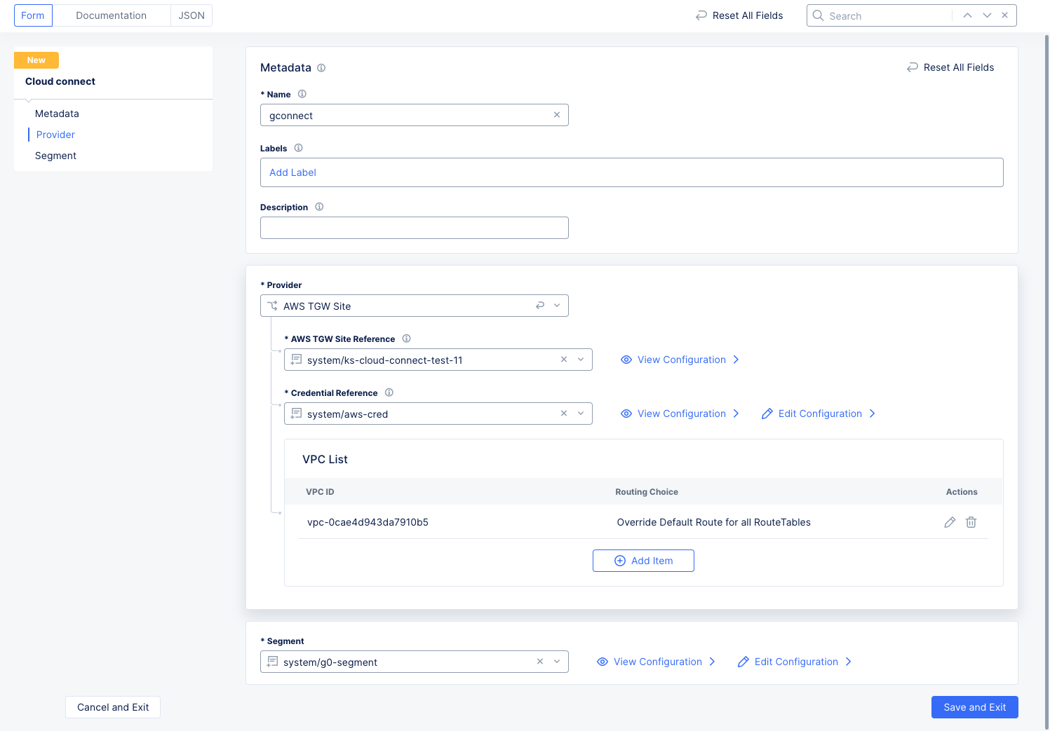 Figure: New AWS Cloud Connect