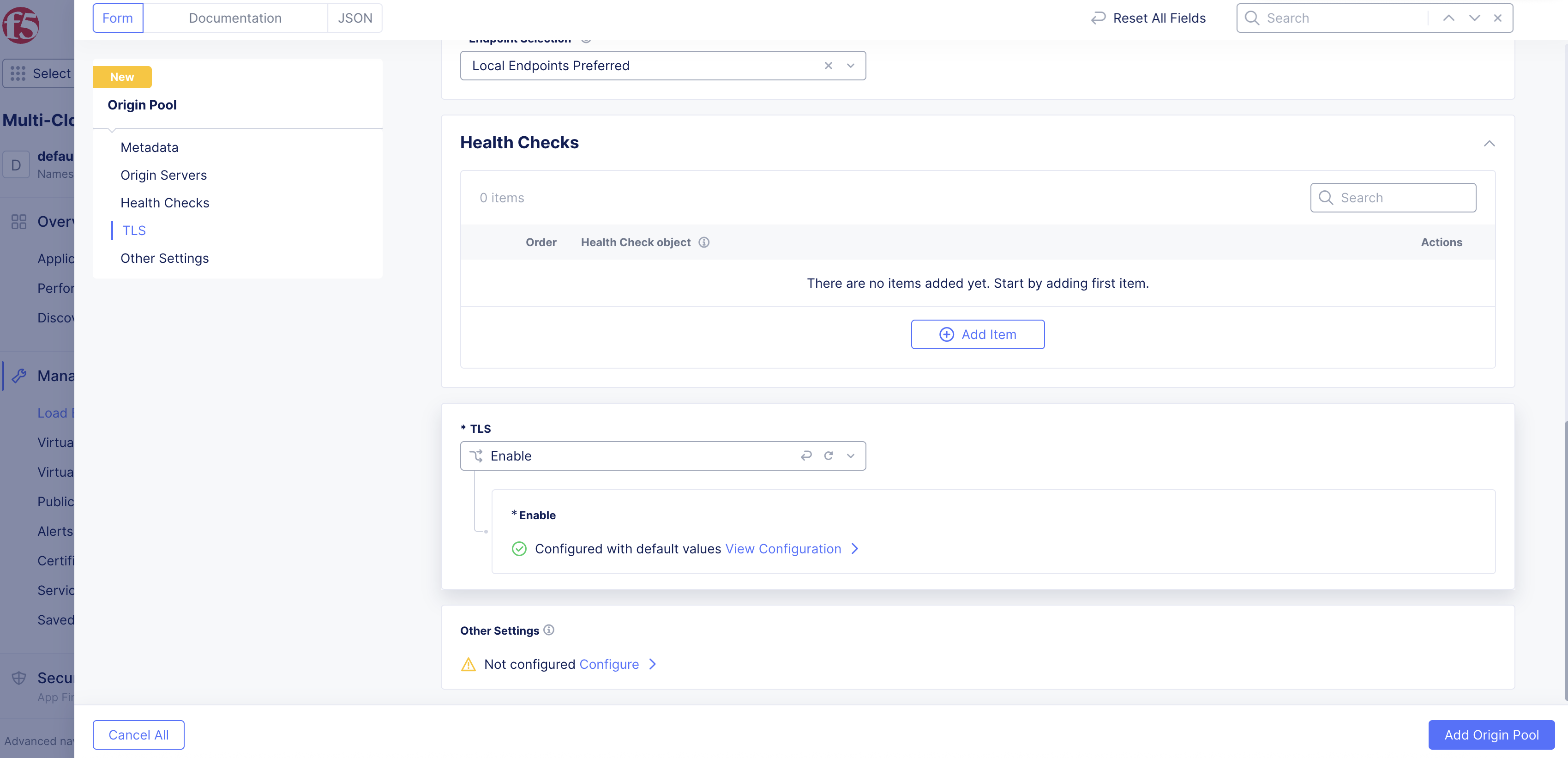 Figure: Configure TLS