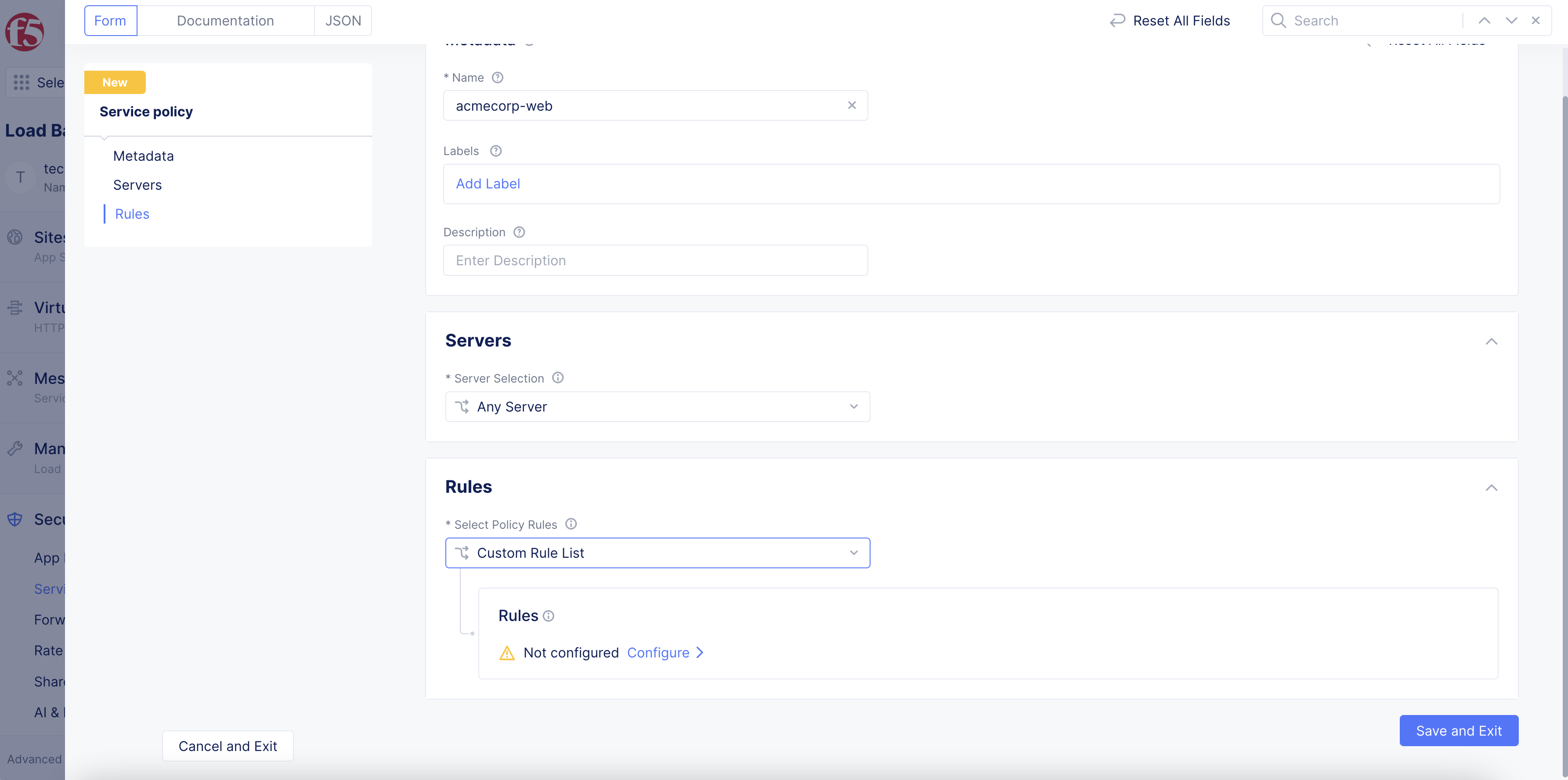 Figure: Custom Rule List