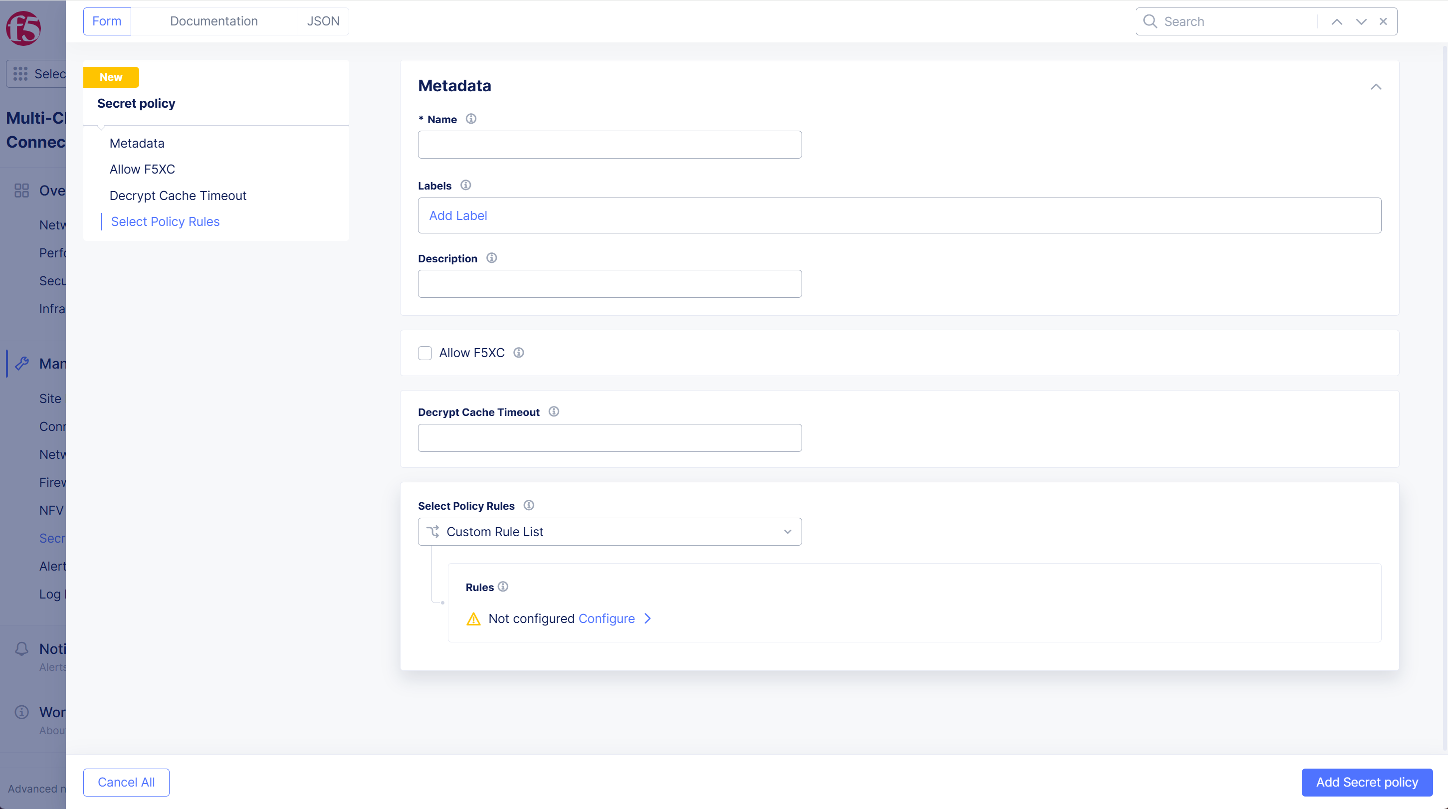 Figure: Secret Policy Metadata