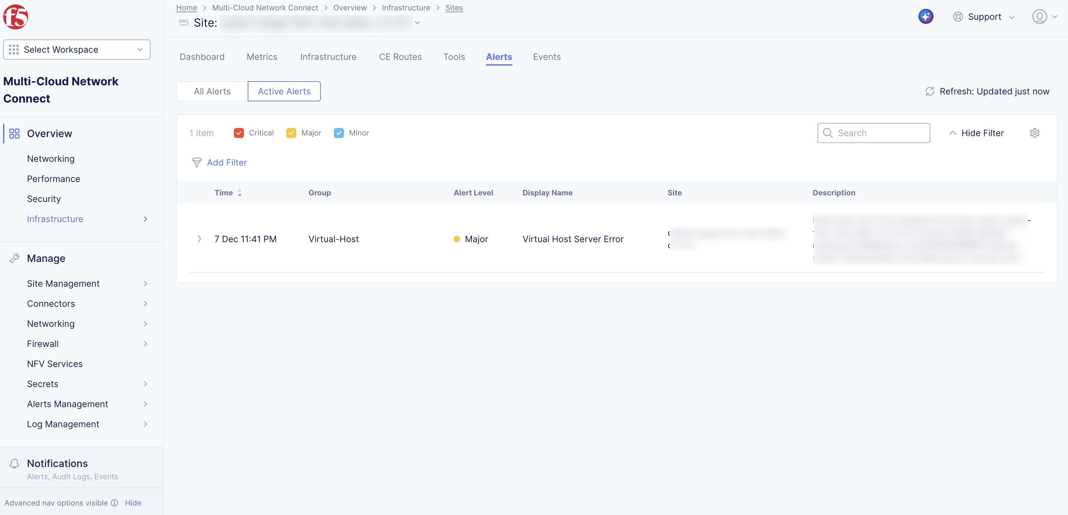 Figure: CE Site Alerts